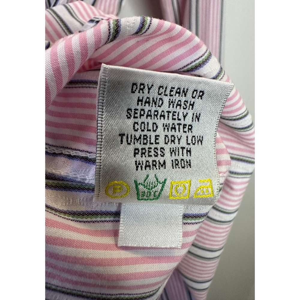 Bugatchi Uomo Pink White Striped Cotton Long Sleeve Button Down Shirt Mens Large - Picture 10 of 12